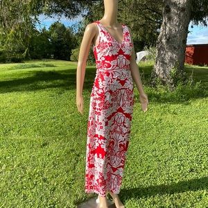 INC red floral dress size medium